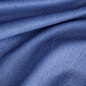 Závěs STYLE ECO,  přírodní vzhled, barva modrá melanž, šití na míru, s řasící páskou