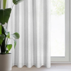 Lehký závěs Eris v eco-stylu, látka plátěného stylu, barva šedostříbrná melanž, řasící páska nebo tunýlek,  140x270cm, lze zkrátit