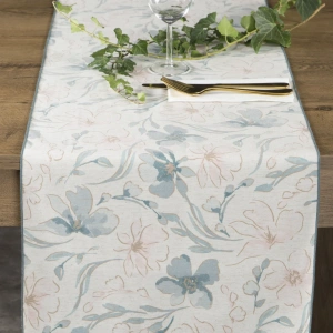 Stolní běhoun INES10, přírodní vzhled, béžovo-světle modrá koloristika, velikost 40x140cm