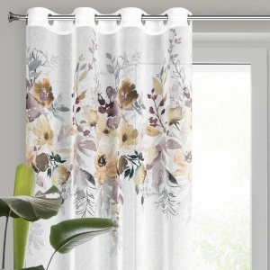 Záclona Greta, etamína, horní část s potiskem,   velikost  140x250cm, na kroužcích, lze zkrátit