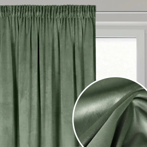 Závěs Rosa, velvet, tmavě mátová barva, řasící páska nebo tunýlek,  140x270cm, výšku lze zkrátit