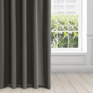 Závěs Blackout, grafitová barva, řasící páska nebo tunýlek,  135x270cm, výšku lze zkrátit