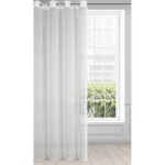 Záclona Pilar,  bílá s drobnými svislými proužky a vzorem deštíku,  velikost  140x250cm, na kroužcích, lze zkrátit
