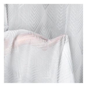 Záclona Rabi7, matný bílý batist, stříbřitý potisk Art Deco, geometrický vzor, šití na míru