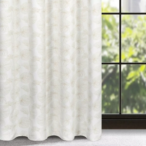 Závěs zatemňující Marigold, bílý se zlatavým potiskem, řasící páska nebo tunýlek,  140x300cm, výšku lze zkrátit