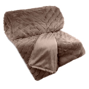 Luxusní deka Kate, imitace kožešiny s 3D vzorem, barva tmavě béžová, velikost 150x200cm