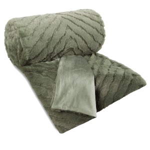 Luxusní deka Kate, imitace kožešiny s 3D vzorem, barva olivová, velikost 150x200cm