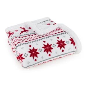 Deka K15 Scandi, měkká, vysoké gramáže, bílá s červeným scandi vzorem, velikost 150x200cm