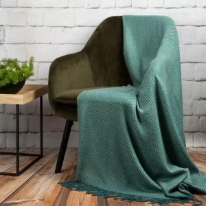 Deka Akryl3 mátová, řada Milaline, ANTIALERGICKÁ, drobný strukturální  vzor, barva mátová-tyrkysová, třásně, velikost 130x170cm