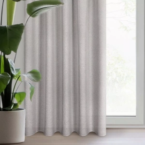 Lehký závěs Eris v eco-stylu, látka plátěného vzhledu, barva tmavší béžová melanž, řasící páska nebo tunýlek,  140x270cm, lze zkrátit