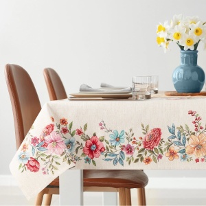 Větší dekorační ubrus  vzor GOB 1413N, 180x140cm, žakárový gobelín, TKANÝ motiv letních květů