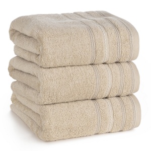 Ručníky Vento, barva béžová, dekorační kontrastní prroužky, 100% bavlna, velikost 50x90cm, sada 3ks