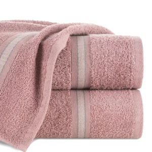 Osušky Ally, barva pudrová, bordura s proužky, 100% bavlna, velikost 70x140cm, sada 2ks