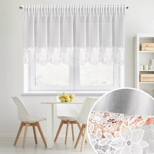 Záclona Artemida,  bílá, s ažurovou krajkou na dolním lemu, řasící páska,  velikost 200x70cm