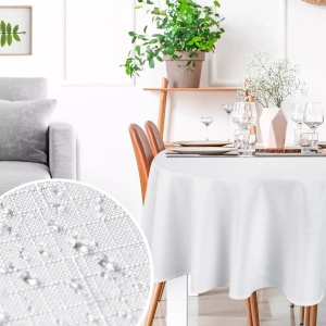 Stolní ubrus Kate,  bílý, látka odolná tekutinám, velikost  průměr 150cm