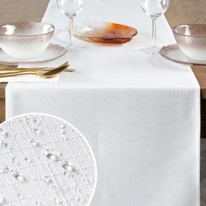 Stolní běhoun Kate, bílý, látka odolná tekutinám, velikost 140x40cm