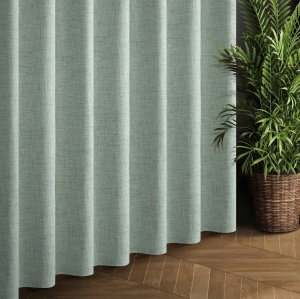 Závěs na míru Jula3, barva mátová melanž, volněji tkaná látka přírodního vzhledu