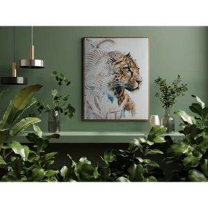 Velký dekorační obraz  Gepard 656B, plátno, zarámováno v rámku, ruční malba, velikost 80x100cm