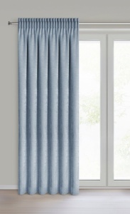 Závěs Nilo, hebký příjemný a útulný šenil, barva modrá, jemná melanž, velikost 140x250cm, na kroužcích, lze zkrátit
