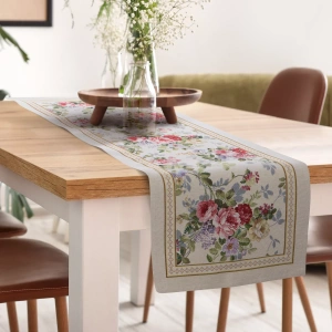 Stolní běhoun vzor GOB 4088 NATURAl, 40x100cm, žakárový gobelín, TKANÝ květový motiv