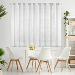 Záclona Lucy krátká, jemný bílý voál, na kroužcích,  šíře 350cm, výška 150cm, možnost zkrácení výšky