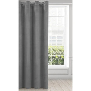 Závěs Milo, ocelově šedý velvet + drobný eco splot, na kroužcích, velikost 140x250cm, lze zkrátit