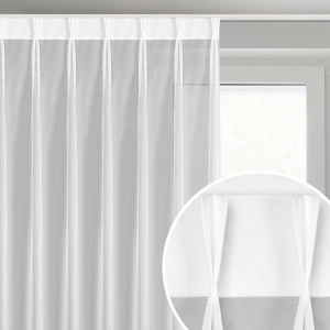 Lucy  - záclona s háčky Flex pro stropní kolejnice. bílý voál,  velikost 230x270cm po nařasení, výšku lze zkrátit