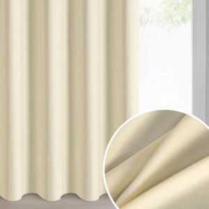 Závěs Vani, hebký šenil s výrazným přírodním splotem, barva světle žlutá, velikost 140x250cm, na kroužcích, lze zkrátit