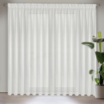 Záclona Sibel,  jemná bílá záclona s dekorací zlatavými čtverečky, velikost  400x250cm, řasící páska, lze zkrátit