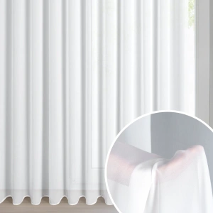 Velká záclona Debra, bílý matný šifón, velikost 400x250cm, na kroužcích, lze zkrátit