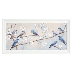 Dekorační obraz Bird 757A, ruční malba na plátně, rámek,velikost 60x30cm