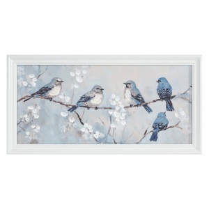 Dekorační obraz Bird 757B, ruční malba na plátně, rámek,velikost 60x30cm