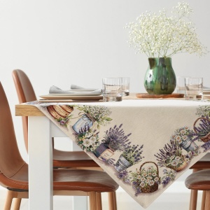 Stolní ubrus vzor GOB 1363N, velikost 100x100cm, žakárový gobelín, TKANÝ motiv s levandulemi