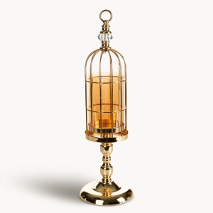 Velký XL svícen DEX, originální design, kolekce Classic Glamour, kov - sklo, průměr 16cm, výška 53cm