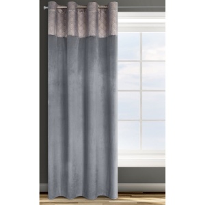 Agnes - závěs v grafitové barvě, nahoře  s orientálním vzorem, velikost 140x250cm, lze zkrátit