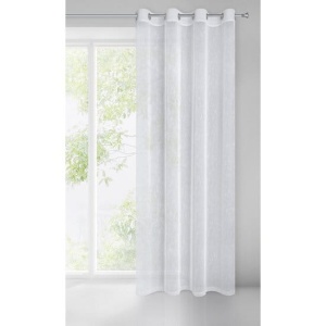 Záclona Ida, bílá, vzor hustější deštík s dodatkem průhledné lesklé nitky,   na kroužcích,  300x250cm, lze zkrátit