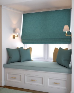 Římská roleta na míru, látka Gard BC4, efektní drobná struktura, tyrkysová,  typ blackout, řetízkové ovládání