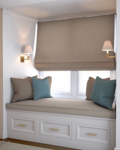 Římská roleta na míru, látka Gard BC6, efektní drobná struktura, béžová,  typ blackout, řetízkové ovládání