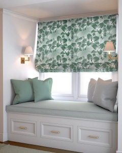 Římská roleta na míru, látka Gard 553, látka s drobnou strukturou v mátové koloristice, řetízkové ovládání