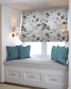 Římská roleta na míru, látka Gard 633, látka s drobnou strukturou v grafitové koloristice, řetízkové ovládání